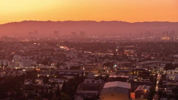 Los Ángeles Beverly Hills Sunset Night Time Lapse Culver City — Vídeo de stock