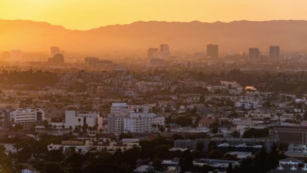 ロサンゼルスとビバリーヒルズ カルバーシティタイムラプスからの夕日 — ストック動画