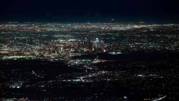 Los Angeles Downtown Lax Airport Night Cityscape Time Lapse Kalifornia — Wideo stockowe