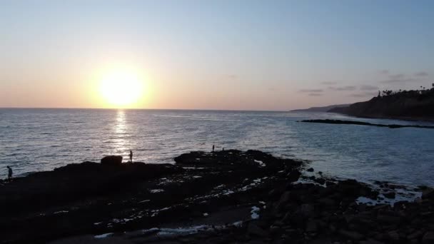 California Coastline Palos Verdes White Point Tide Pool Sunset Aerial — Vídeos de Stock