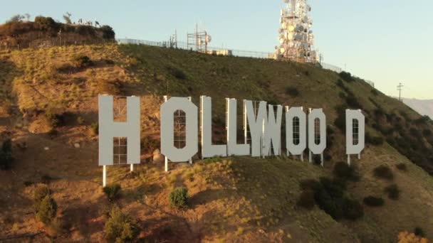 ハリウッドサインアットサンセット航空の映像 — ストック動画