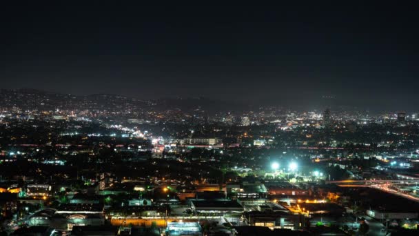 Los Ángeles Hollywood Desde Baldwin Hills Night Time Lapse — Vídeo de stock