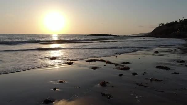 California Coastline Palos Verdes White Point Beach Sunset Aerial Shot — Vídeos de Stock