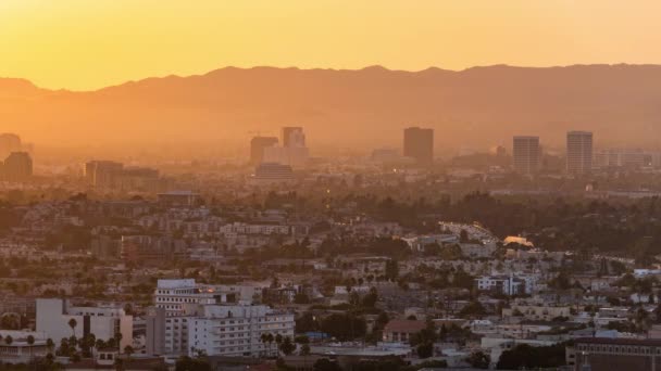 Los Ángeles Beverly Hills Sunset Skyline Desde Culver City Time — Vídeo de stock