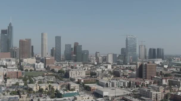 Hyperlapse Aerial Shot Los Angeles Downtown South Park Time Left — стоковое видео