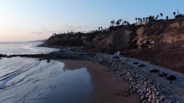 Palos Verdes White Point Plaj Cankurtaran Kulesi Gün batımı Hava Çekimi