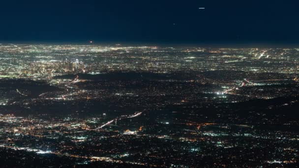 Los Angeles Aerial Footage Wilson Time Lapse Night — Stock Video