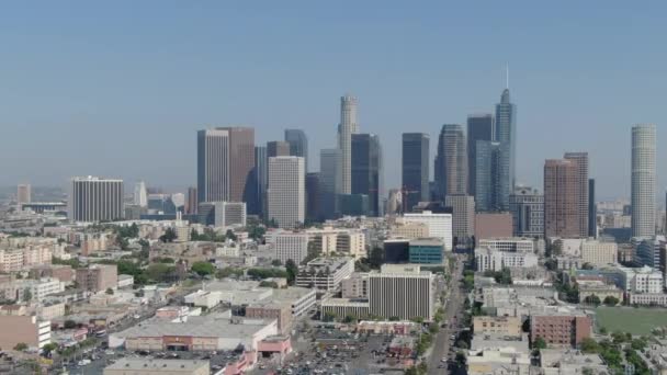 Hyperlapse Aerial Shot Los Angeles Downtown Skyline Westlake Time Lapse — Vídeos de Stock