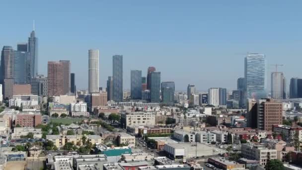Los Angeles Downtown South Park Aerial Shot Back — стоковое видео