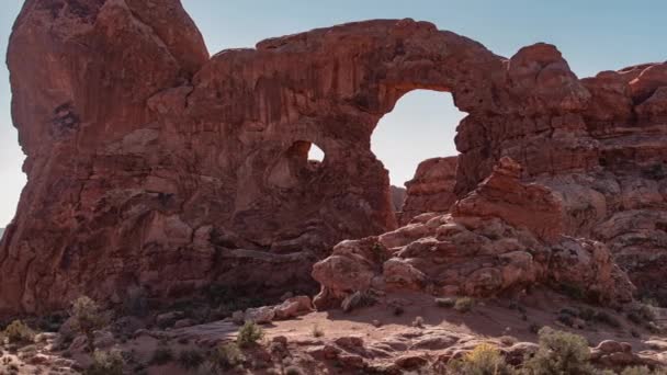 Arches National Park Turret Arch Vom North Window Arch Utah — Stockvideo