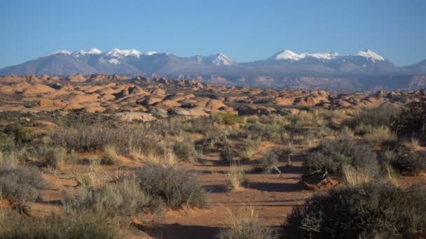 Εθνικό Πάρκο Καμάρες Απολιθωμένοι Αμμόλοφοι Και Sal Mountain Utah — Αρχείο Βίντεο