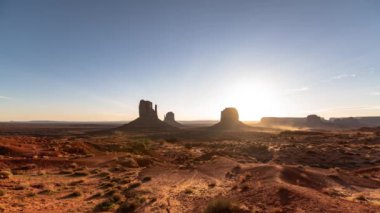 Monument Valley Sunrise Over Buttes Time Upse Güneybatı ABD