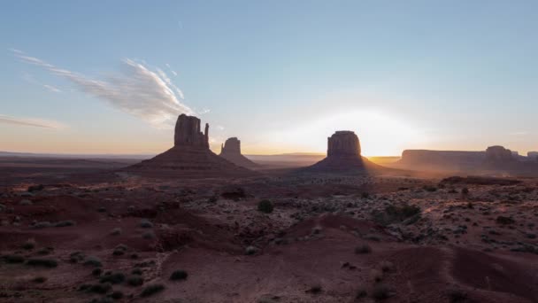 Zeitraffer Des Sonnenaufgangs Monument Valley Über Der Südwestwüste Der Usa — Stockvideo