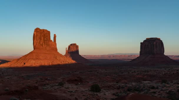Monument Valley Sonnenuntergang Silhouetten Auf Buttes Südwest Usa — Stockvideo