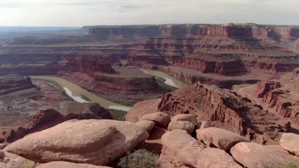 Dead Horse Point Crane Shot Colorado River Utah Usa — стокове відео