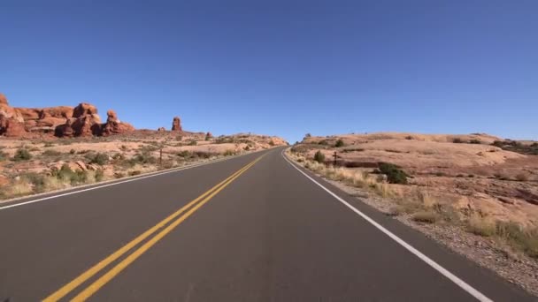 Arches Nationalpark Körmall Utah Usa Rock Pinnacles — Stockvideo