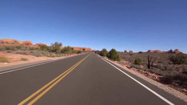 Plantilla Conducción Del Parque Nacional Arches Utah Usa Scenic Drive — Vídeos de Stock