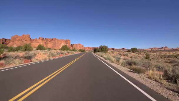 Plantilla Conducción Del Parque Nacional Arches Utah Usa Gran Muralla — Vídeo de stock