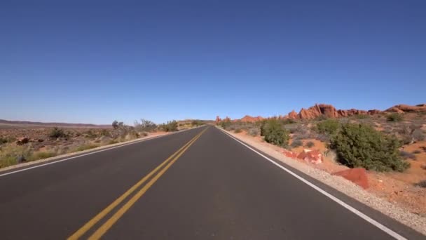 Plantilla Conducción Del Parque Nacional Arches Utah Usa Horno Ardiente — Vídeos de Stock