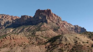 Zion Ulusal Parkı Uçurumu ve Dağları Utah Hava Telephoto Ulusal Parkı 'nın dışında çekildi