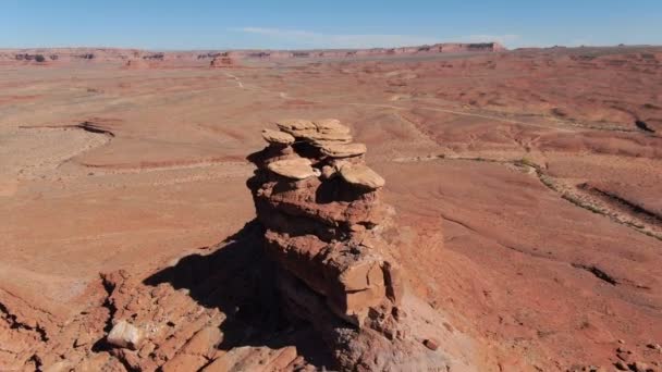 Valle Degli Dei Colpo Aereo Formazione Rocciosa Nel Deserto Utah — Video Stock