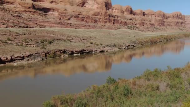 Grand Canyon Upriver Aerial Shot Colorado River Gold Bar Utah — стокове відео