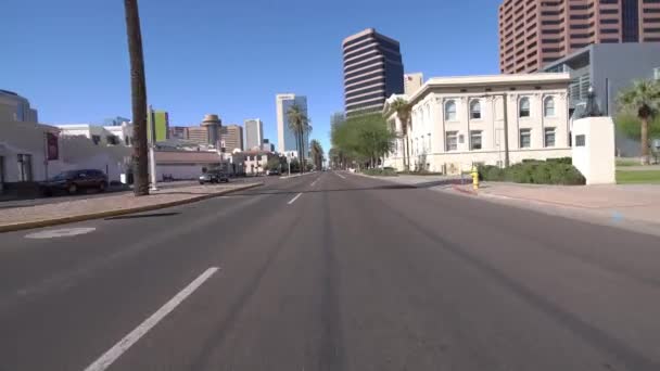 Phoenix Arizona Fahrvorlage Downtown Van Buren 5Th — Stockvideo