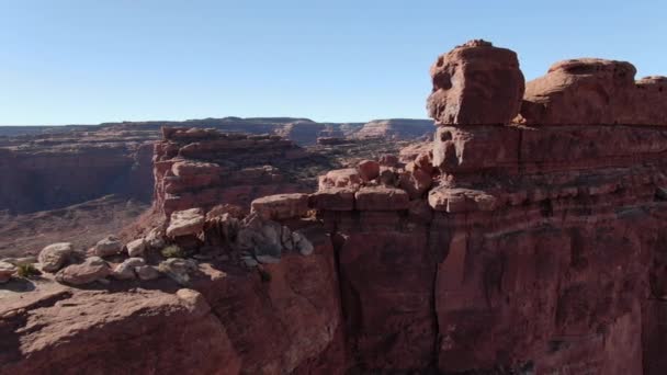 Valley Gods Luchtfoto Van Desert Canyon Country Links — Stockvideo