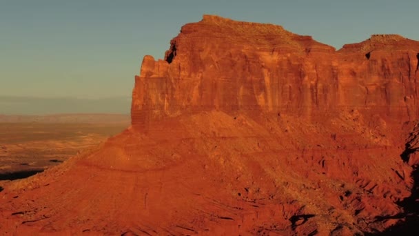 Monument Valley Brighams Tomb Ziehen Sie Sonnenuntergang Antenne Südwest Usa — Stockvideo