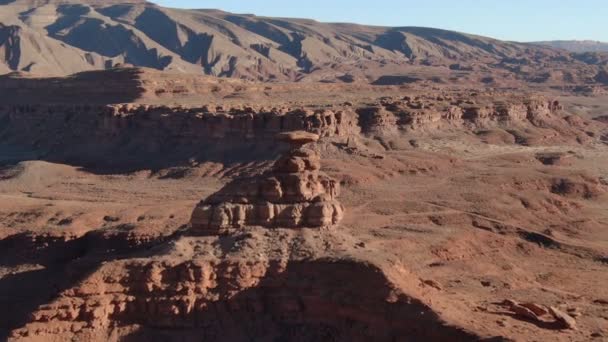 Mexican Hat Aerial Shot Rock Formation Utah Usa — Stock Video