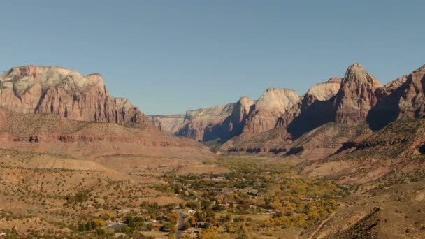 Zion National Park Van Springdale Utah Luchtfoto Gefilmd Buiten Nationaal — Stockvideo
