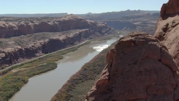 Grand Canyon Upriver Antenn Skott Colorado River Poison Spider Mesa — Stockvideo