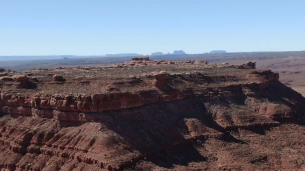 Monument Valley Aerial Shot Rock Formation Desert Canyon Utah — Stock video