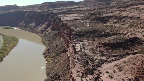 Grand Canyon Upriver Aerial Shot Colorado River Kane Springs Canyon — Video Stock