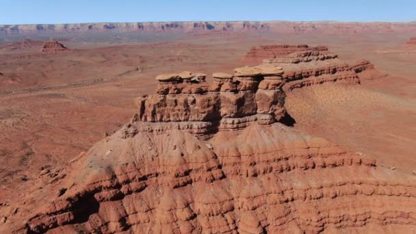 Valley Gods Aerial Shot Rock Formation Desert Utah — Stock video