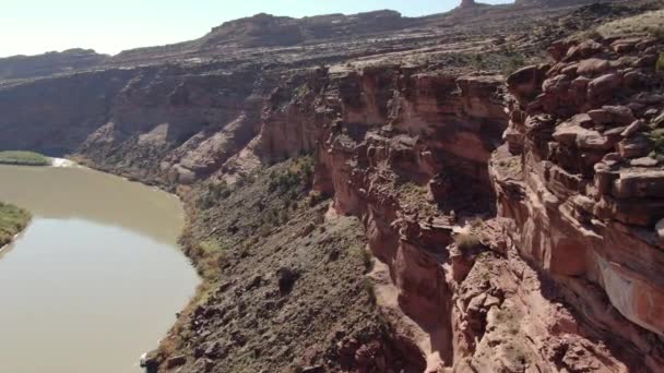 Grand Canyon Upriver Aerial Shot Colorado River Kane Springs Canyon — Stock videók