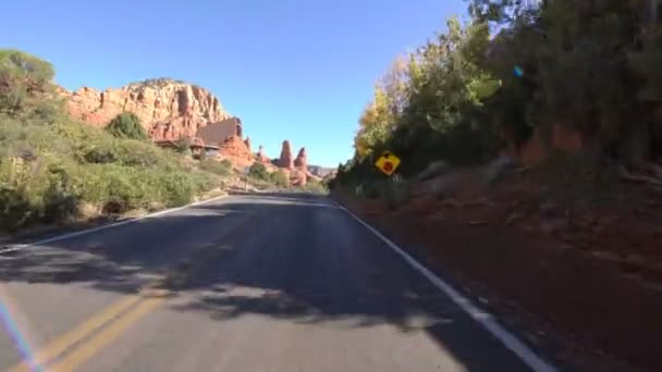 Sedona Placa Conducir Capilla Santa Cruz Arizona — Vídeo de stock