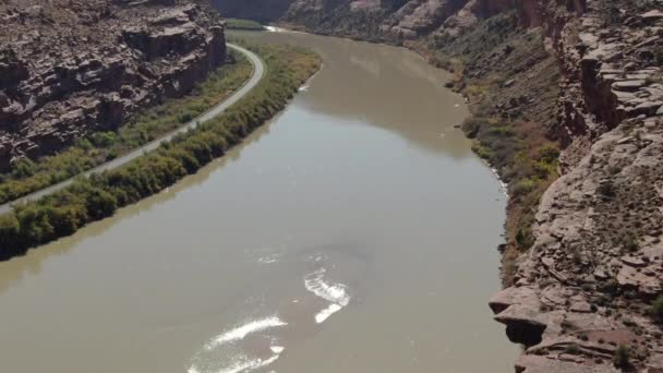 Grand Canyon Upriver Aerial Shot Colorado River Veneno Aranha Mesa — Vídeo de Stock