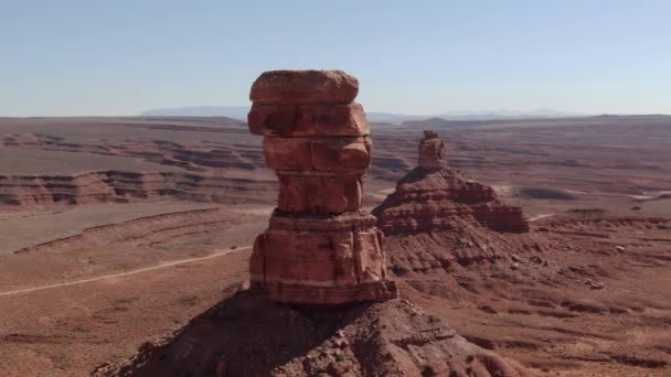 Vale Dos Deuses Botões Tiro Aéreo Deserto Sudoeste Esquerda Girar — Vídeo de Stock