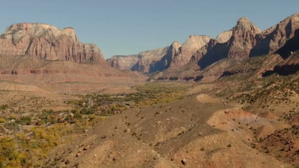 Parque Nacional Zion Springdale Utah Aerial Shot Filmado Fora Parque — Vídeo de Stock