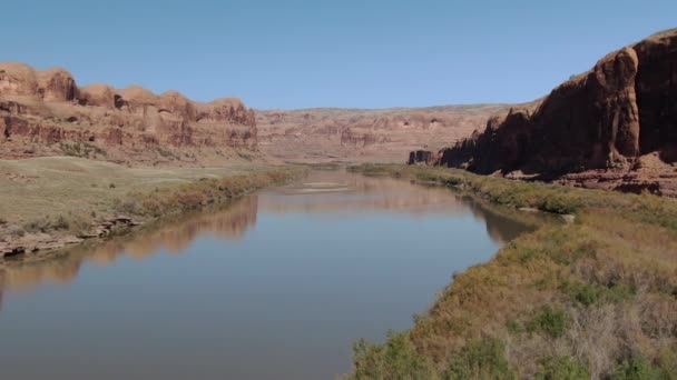 Grand Canyon Upriver Aerial Shot Colorado River Gold Bar Utah — Αρχείο Βίντεο
