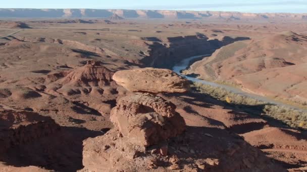 Mexican Hat Aerial Shot San Juan River Utah Usa — Stock Video