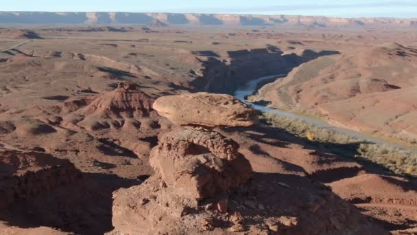 Inyección Aérea Sombrero Mexicano Del Río San Juan Utah Usa — Vídeo de stock