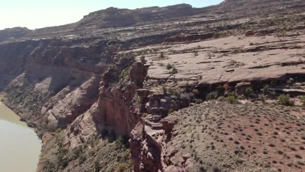 Nehrin Yukarısındaki Grand Canyon Colorado Nehri Kane Springs Kanyonu Utah — Stok video