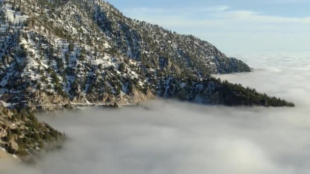 Mer Nuages Pics Montagne Couverts Neige Vue Aérienne Californie Retour — Video