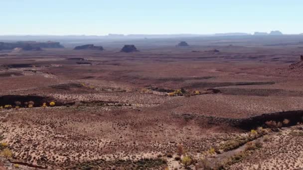 Monument Valley Valley Gods Aerial Shot Desert Trees — Stock Video