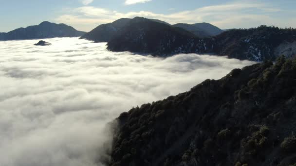 Vue Aérienne Mer Des Nuages Des Pics Montagne Californie États — Video