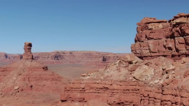 Valley Gods Aerial Shot South West Desert Valley Avanti Rivelazione — Video Stock