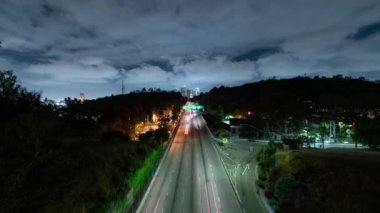 Los Angeles Şehir Merkezi Otoyol Trafiği Grand View Point Zaman Sürati Hızlanıyor