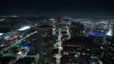 Los Angeles Finans Bölgesi Gecesi Cityscape Time Lapse California USA